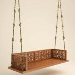 Solid Wood Swing with Traditional Brass Animal Motif Chain Links