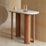 Handcrafted Travertine Marble and Sheesham Wooden Console