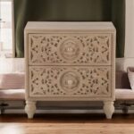 Wooden Hand Carved Bedside Table