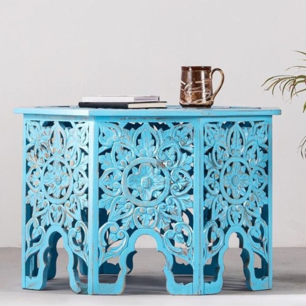 1-224.jpg Omia Wooden Carved Coffee Table - Image 1