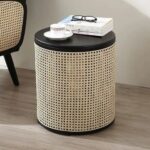 Wooden Modern Cane & Rattan Side Table