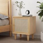 Handcrafted Cane Wooden Bedside Table - Image 2