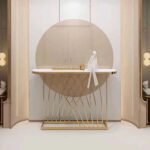 Wooden Artistic Metal & White Marble Design Console Table - Image 5