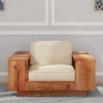 Mango Wood 1 Seater Sofa in Walnut Colour