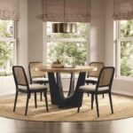 Handcrafted Wooden Round Dinning Table With 4 Chair