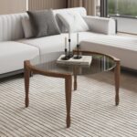 Handcrafted Natural Mango Wood With Mirror Design Coffee Table