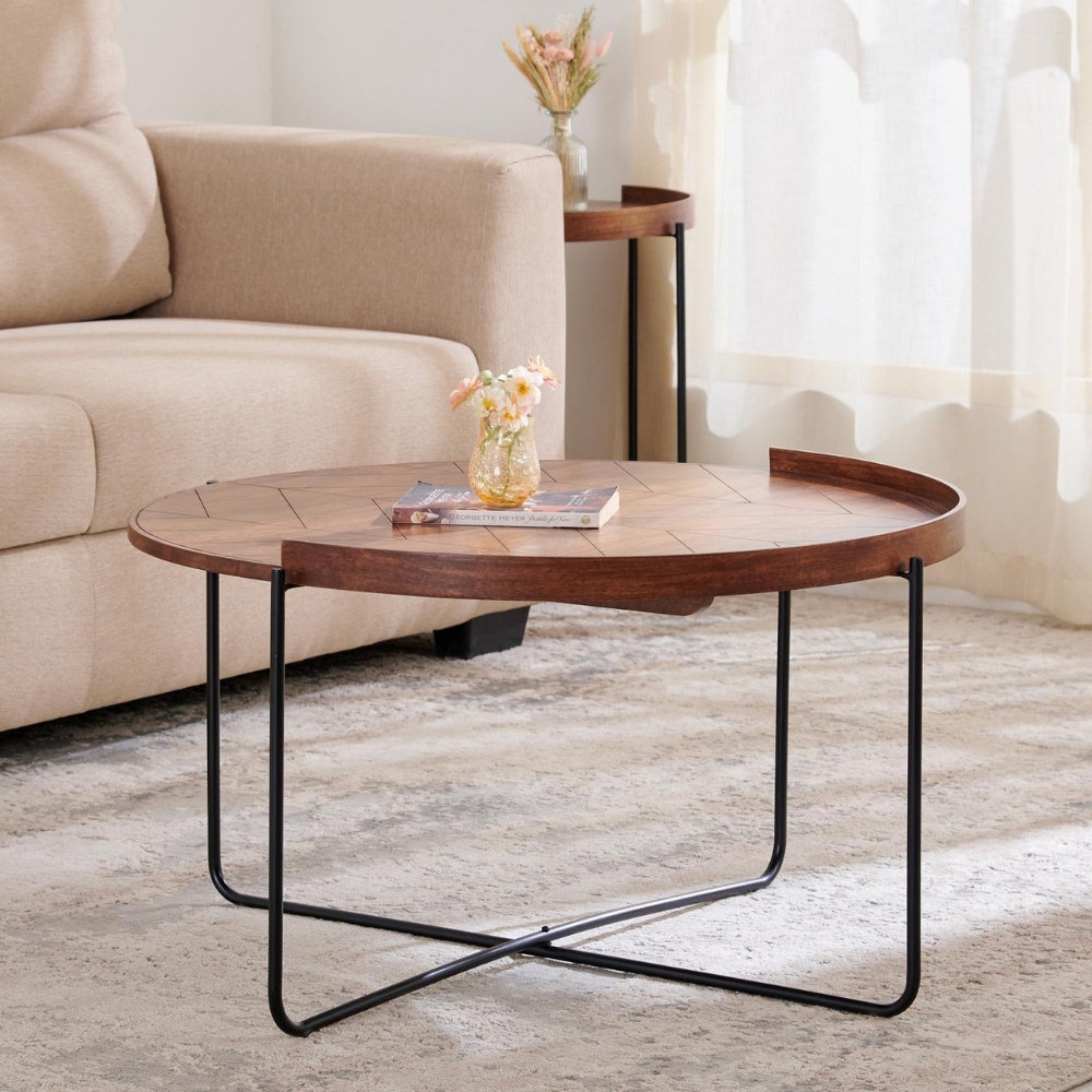 1-24-7.jpg Handcrafted Round Solid Wood Coffee Table Furniture - Image 1