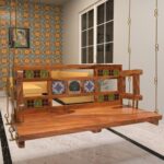 Heritage Tiles Fitted Large Handmade Wooden Swing for Home [Jhula] - Image 2