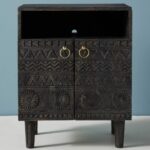 Wooden Carved Mango Wood Bed Side - Image 7