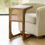 Wooden Modern Cane & Rattan Side Table
