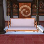 Vintage White Upholstered Simple Handmade Wooden Swing for Home [Jhula]