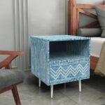 Handcrafted Blue Bedside Table 1 Drawer