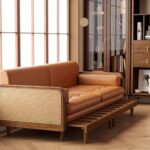 Cane & Wooden Frame Sofa Cum Bed