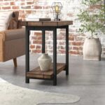 Modern Iron & Solid Wood End Table