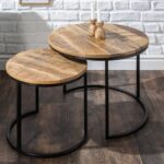 Handcrafted Wooden 2 Set Centre Table & Metal