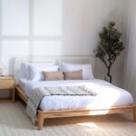 Hinata Japanese Joinery Boucle Light Wood Bed