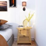 Handcrafted Cane Wooden Bedside Table