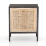 Wooden Curve Rattan Bedside Table
