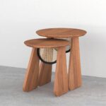 2 Set Cane Modern Side Table