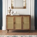 Handcrafted Cane Modern Door Sideboard Full Storage