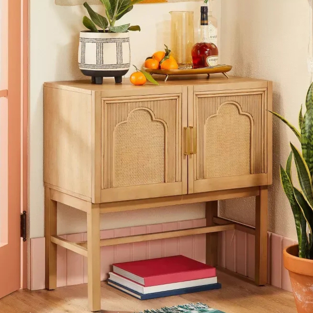 1-30-8.jpg Wooden Cane Console Table - Image 1