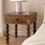 Handcrafted Wooden Bedside Table Natural Finish