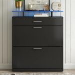 Handcrafted Manufactured Black Wood Shoe Rack - Image 2