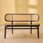 Wooden Cane Teak Rattan Bench - Image 2