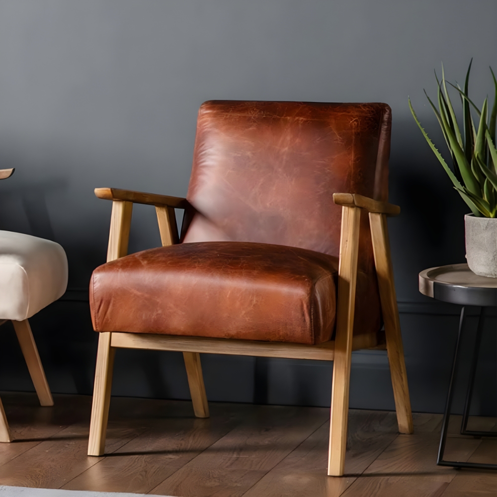 1-33-5.jpg Antique Arm chair Leather - Image 1