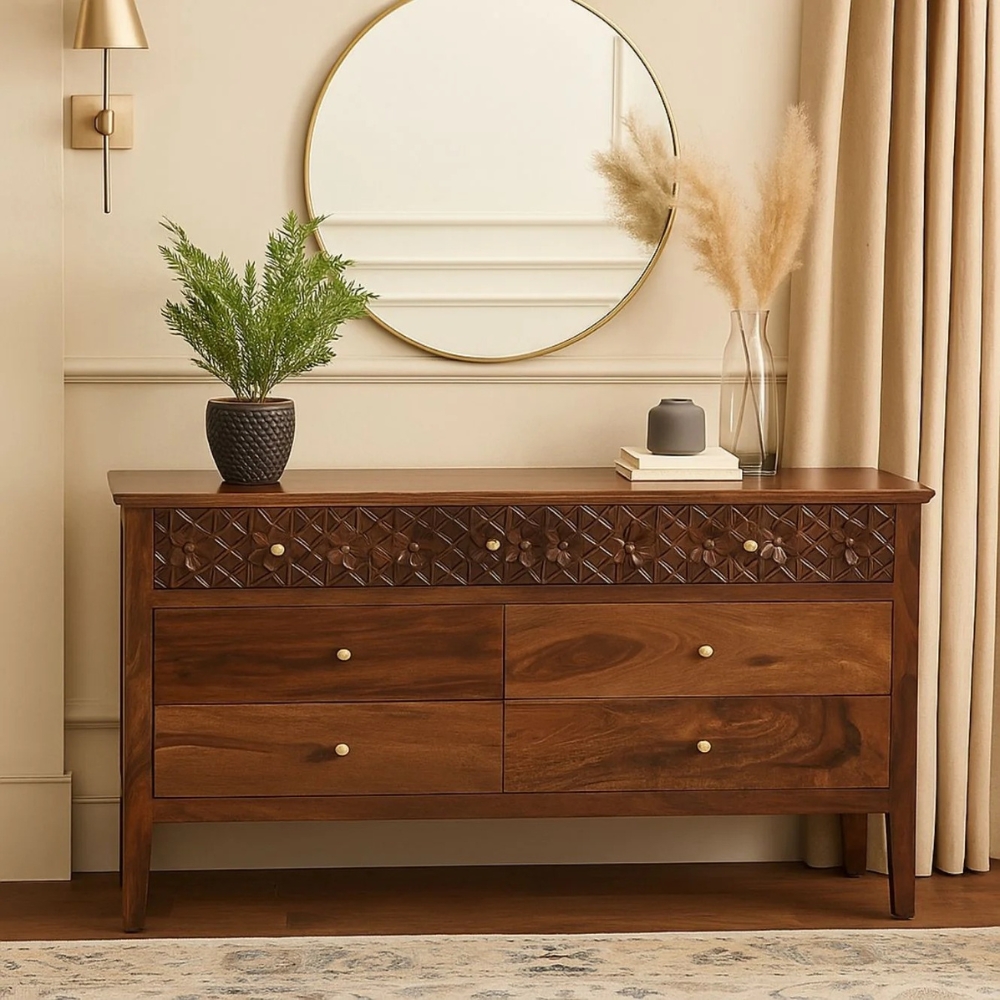 1-33-7.jpg Handcrafted Sheesham Wood Dresser for Living Room - Image 1