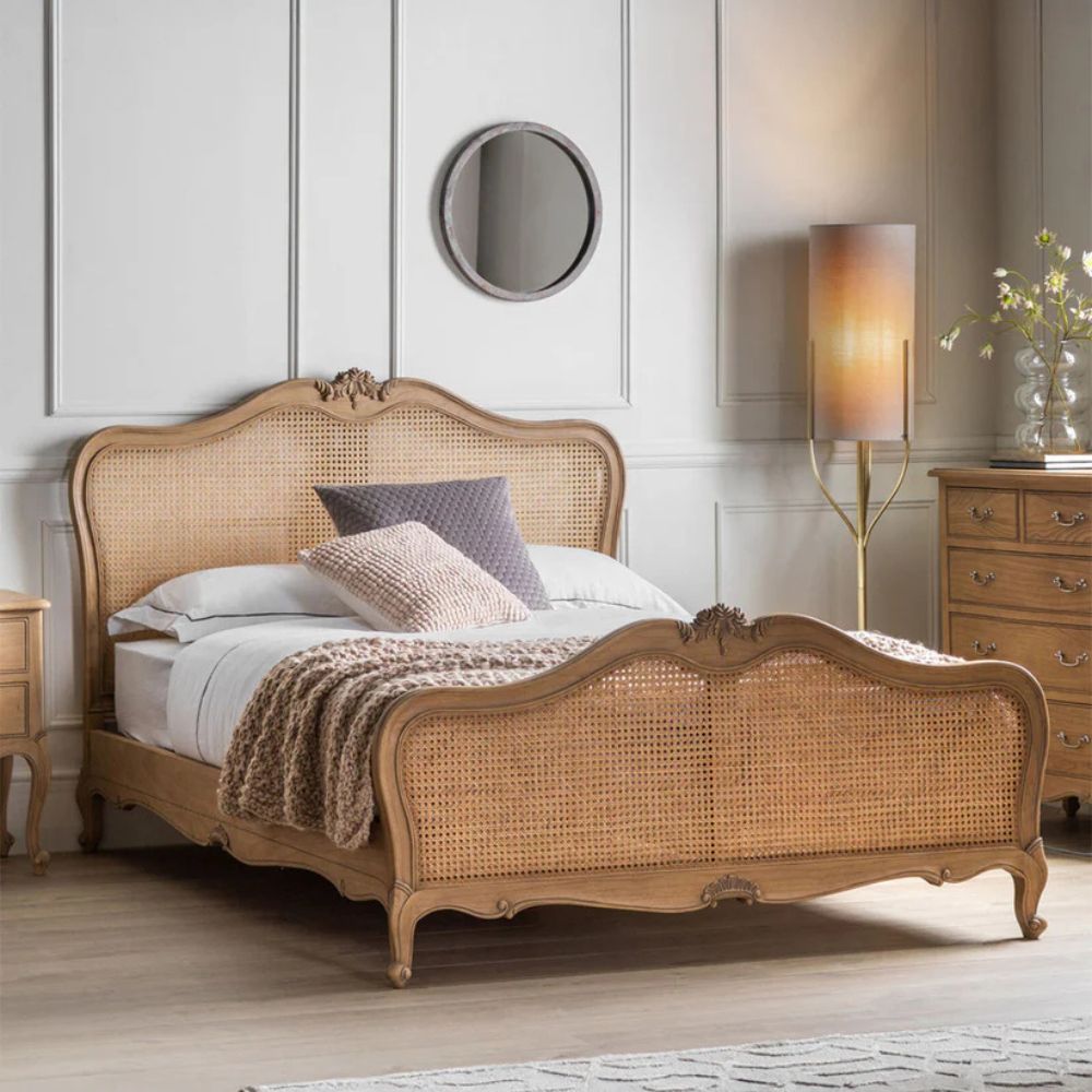 1-334-1.jpg Solid Mango bed with natural finish - Image 1