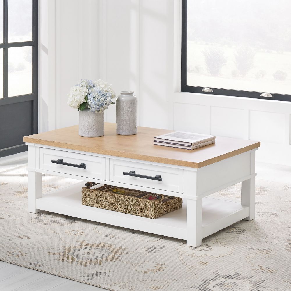 1-34-3.jpg Antique White Design Coffee Table - Image 1
