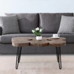 Wooden Live edge Coffee Table (Natural Brown)