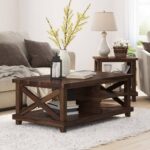 Cross solid wood coffee table
