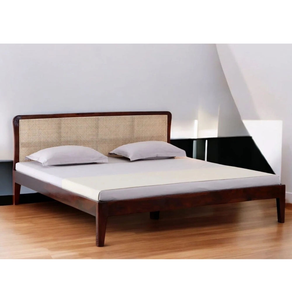 1-35-6.jpg Handcrafted Wooden Headboard Cane Bed - Image 1