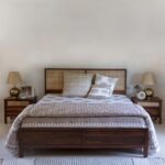 Handcrafted Wooden Headboard Bed Natural Finish