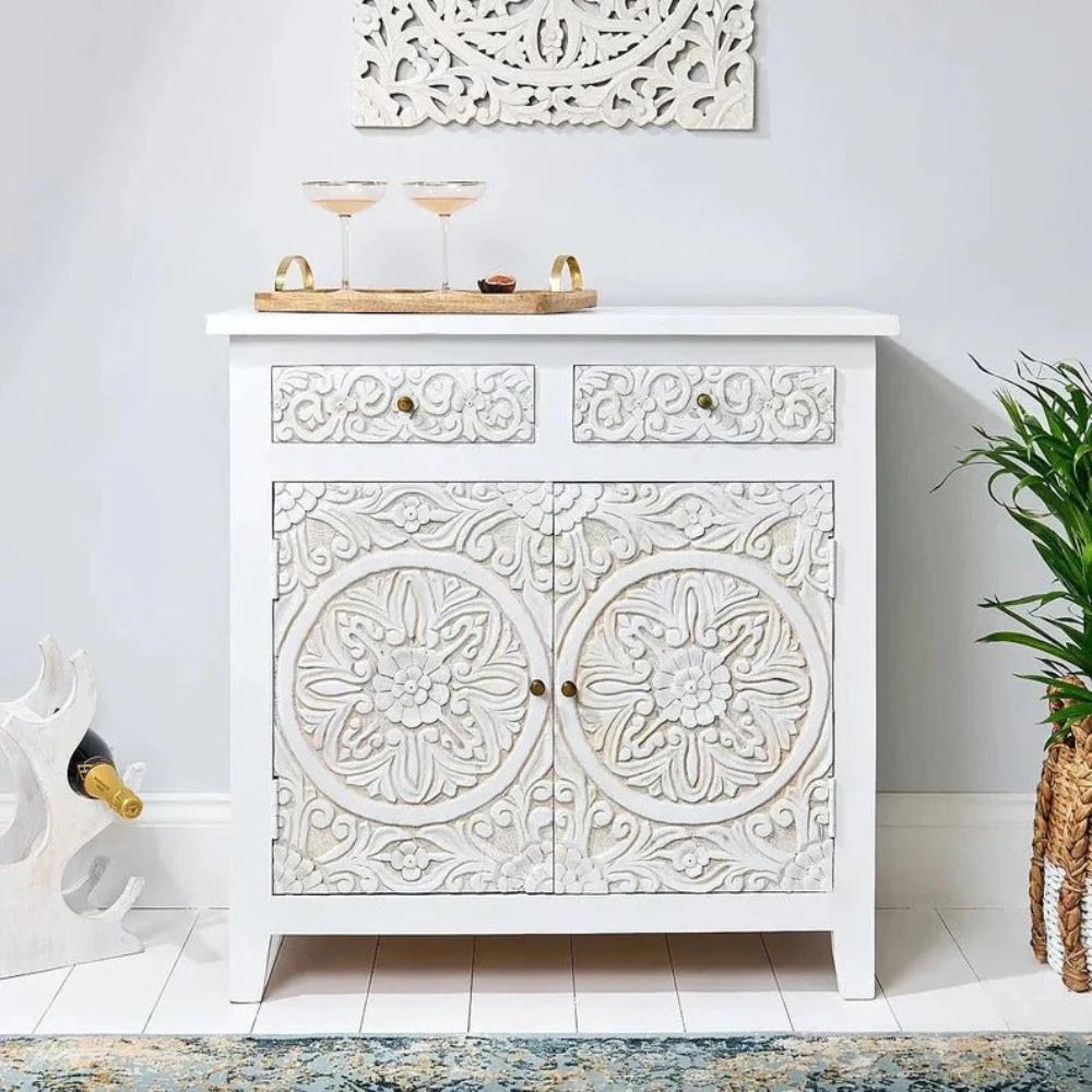 1-374.jpg Hand Carved Storage Cabinet - Image 1
