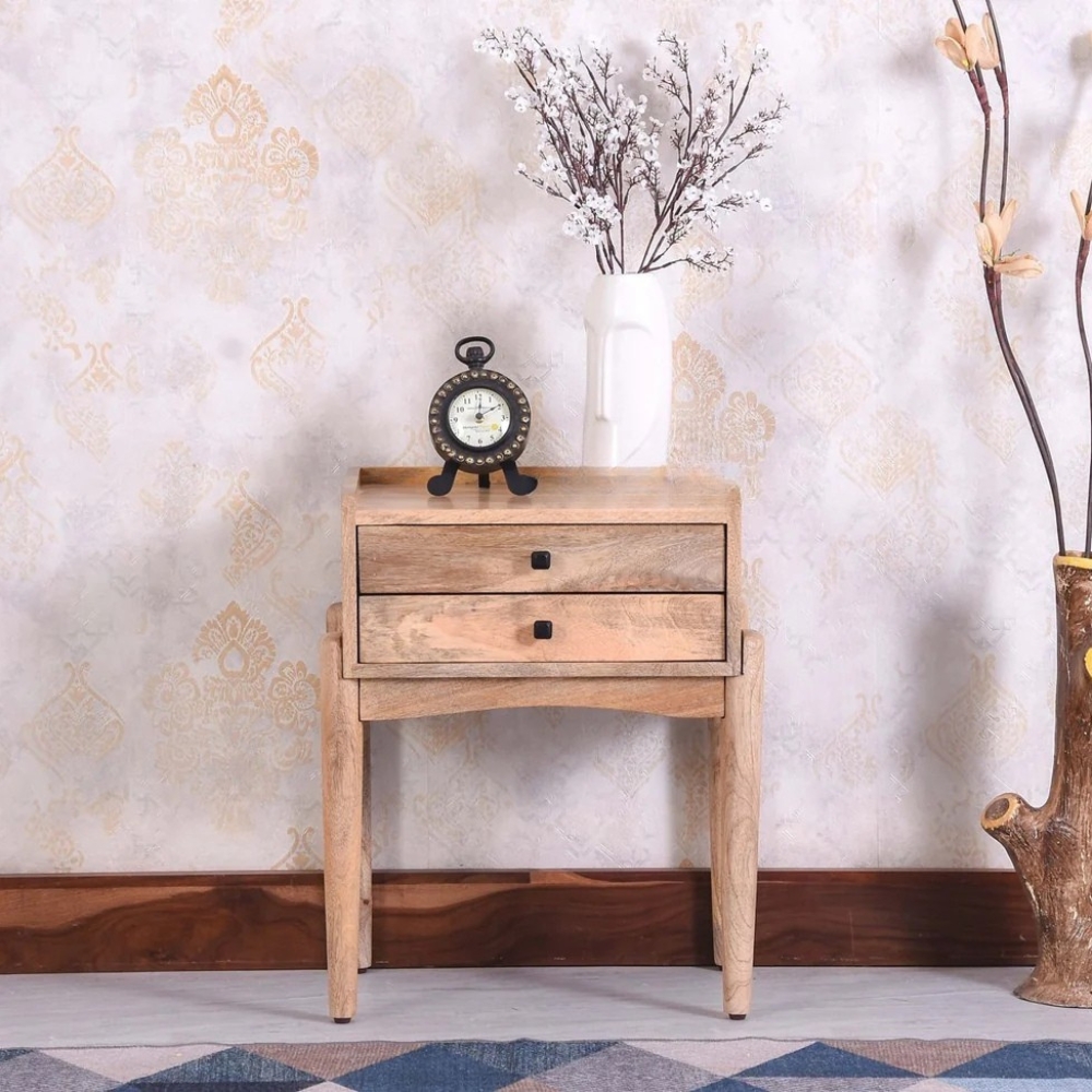 1-38-6.jpg Handcrafted Modern 2 Drawer Design Bedside Table - Image 1