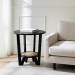 Wooden Unique Cane Side Table