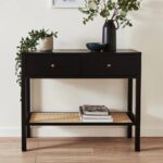 Black Two Drawer Wooden Console