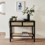 Black Two Drawer Wooden Console