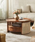 Wooden hape Solid Wood Center Table With 1 Drawer