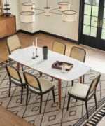 Wooden Artisitic Solid Wood 6 Seater Cane Dining Set