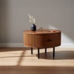 Solid Mango Wood Modern Drawer End Table