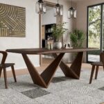Wooden Artistic V Shape Brown - Natural Dinning Table