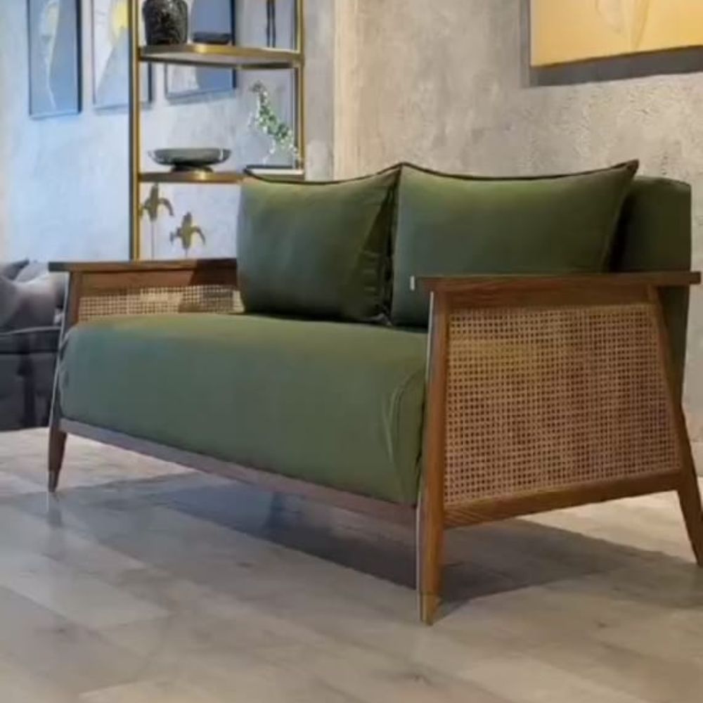 1-449.jpg Cane & Wooden Sofa Cum Bed - Image 1