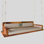 Charming Cream Upholstery Seating Wooden Handmade Swing for Home [Jhula] - Image 2