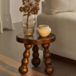 Handcrafted Modern Round End Table Antique Leg