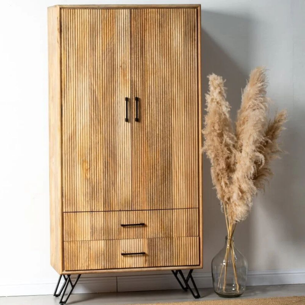 1-50.jpg Mango Wood Slat Closet - Image 1