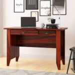 Wooden Artistic Solid Mango Wood 2 Drawer Study Desk
